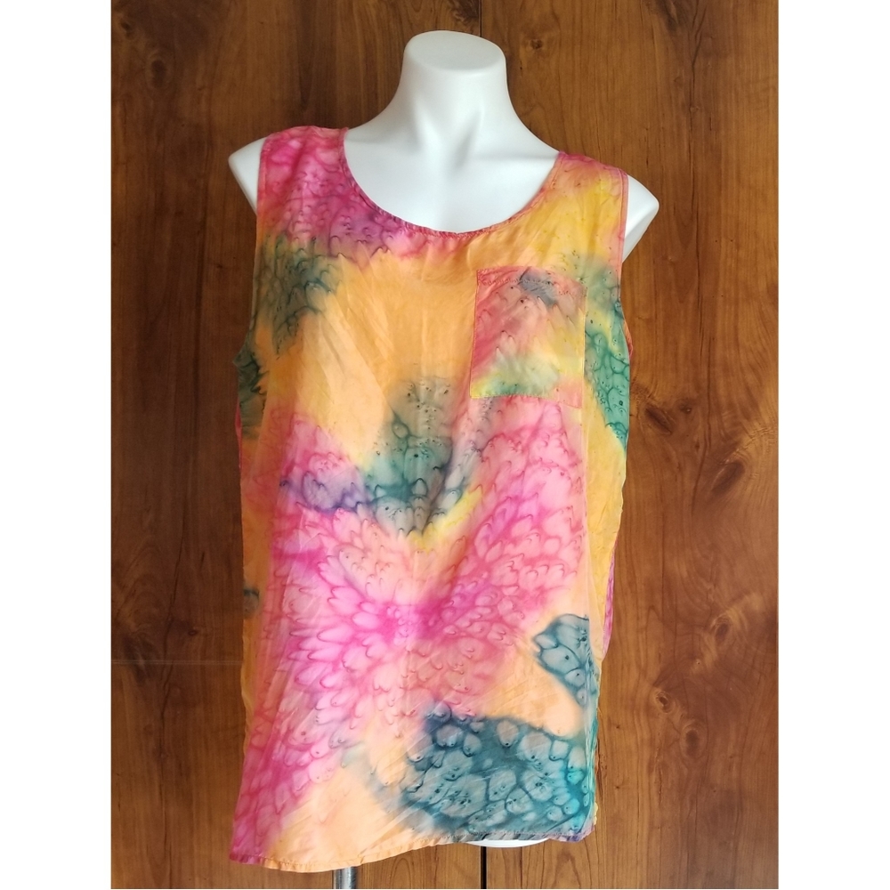 Vintage Avon Fashions Tie Dye Silk Top